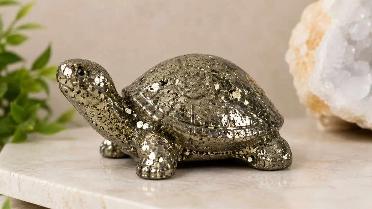 Discover the Timeless Appeal of the Amazing Gemstone Natural Pyrite Tortoise Turtle Figurine
